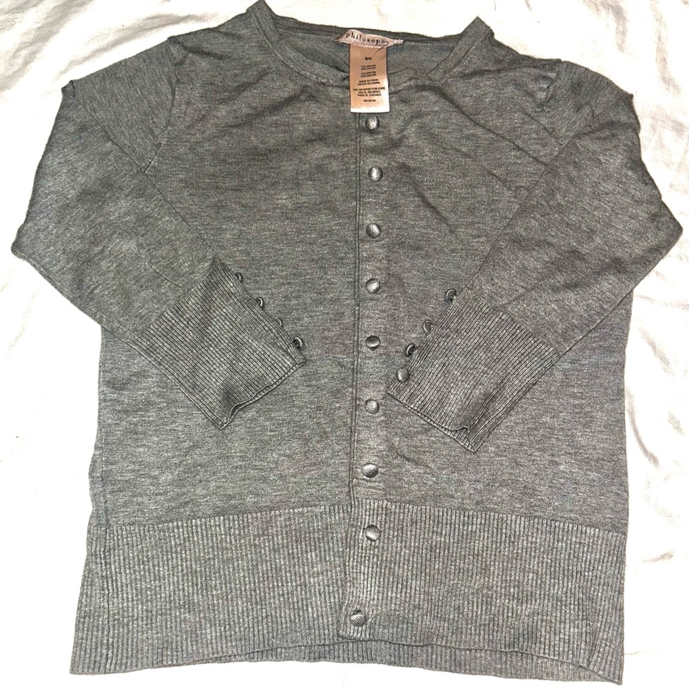 Philosophy Grey Button-Up Cardigan Sweater Size S
